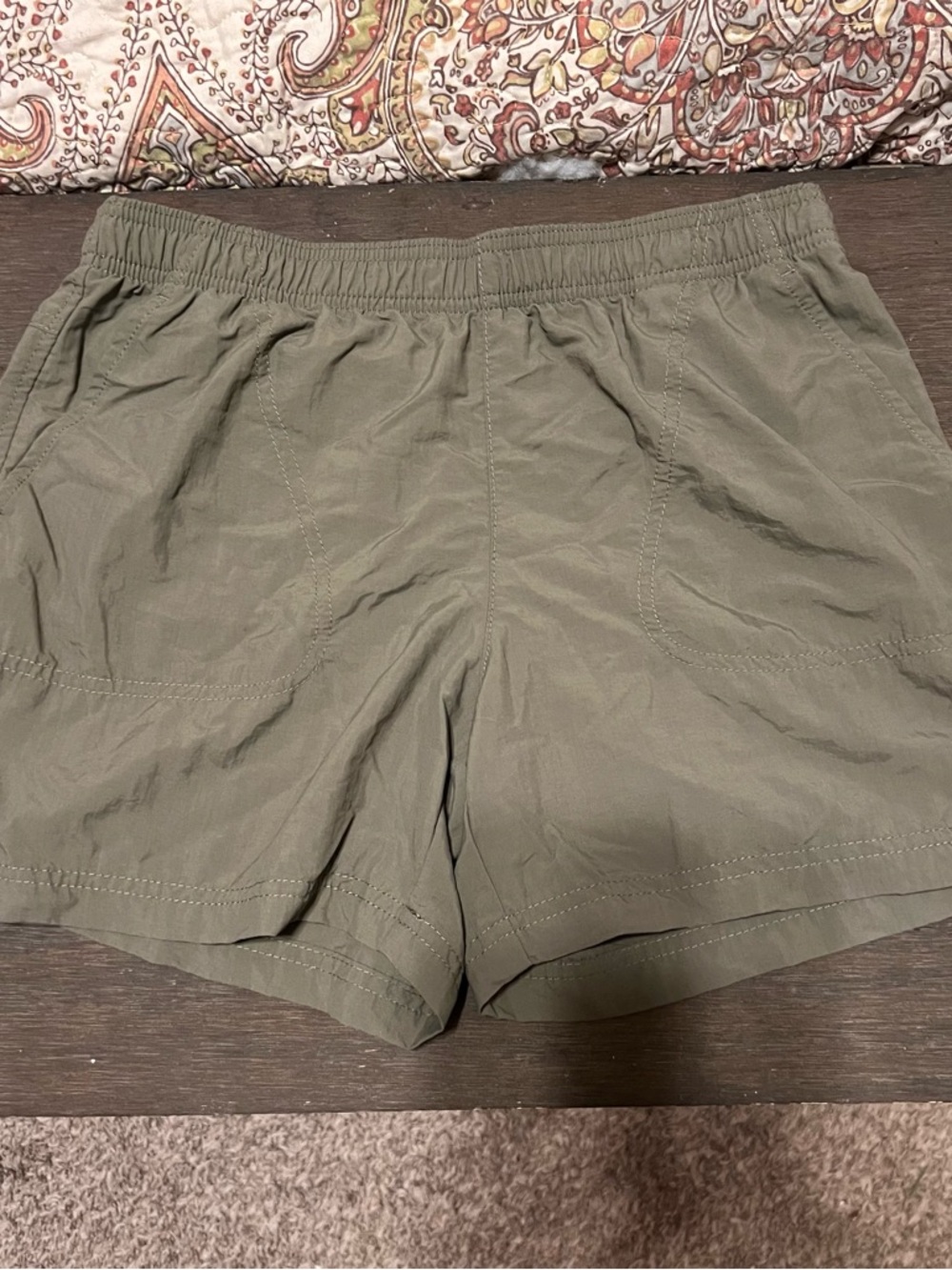 Columbia Olive Green Athletic Shorts with Elastic Waist